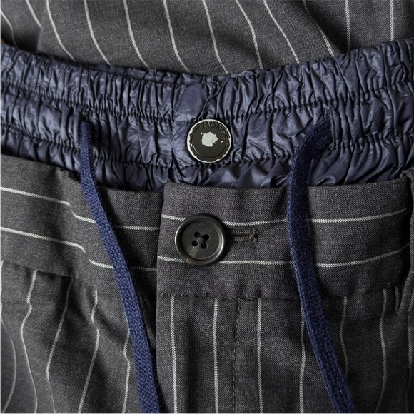 MONSE Double Waistband High Rise Pinstripe Virgin Wool Pleated Wide Leg Pants 6 - Picture 10 of 10